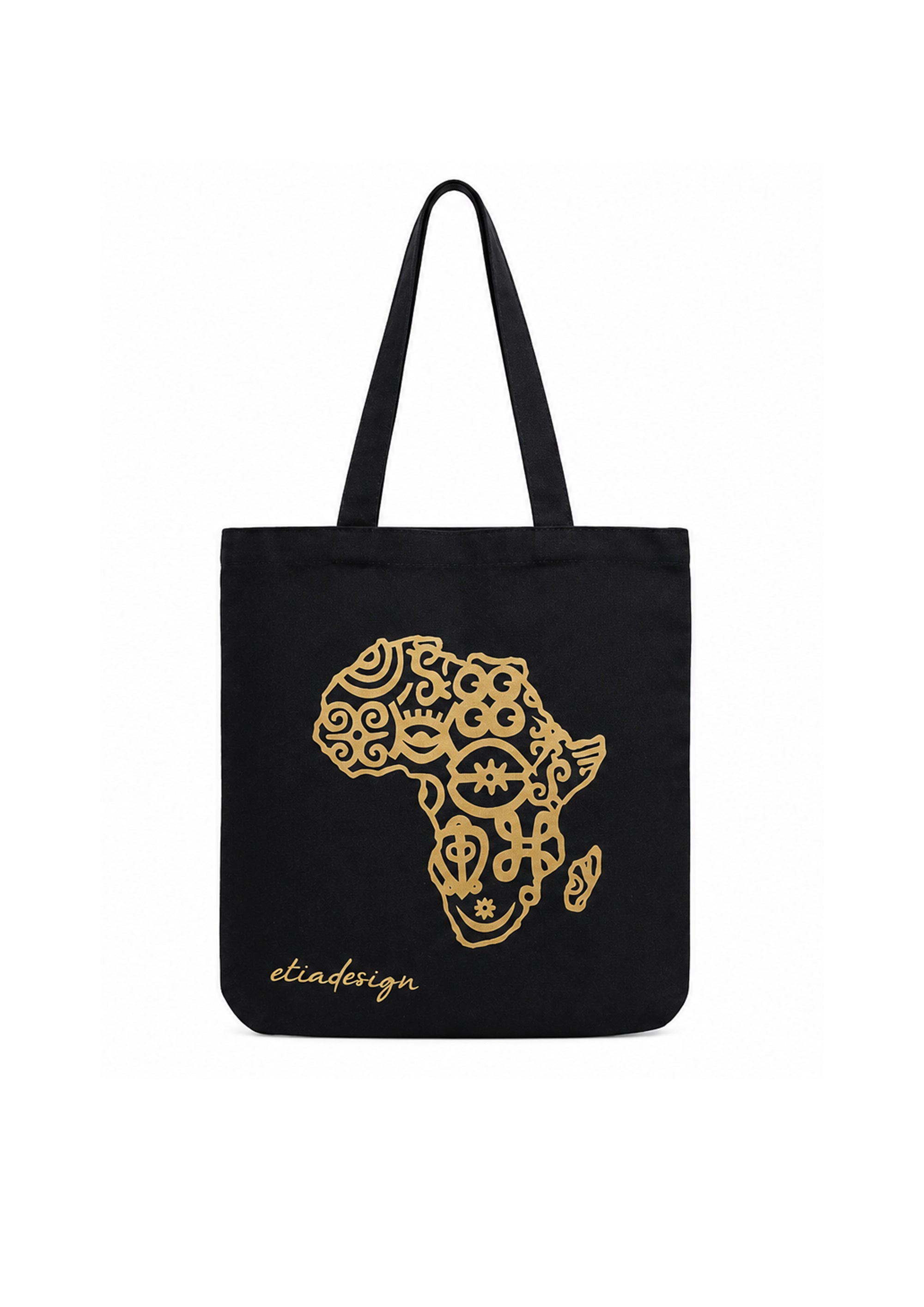 Adinkra Canvas Tote Bag – Organic Cotton Shopper | African Symbol Print | Made in UK | Etia Design