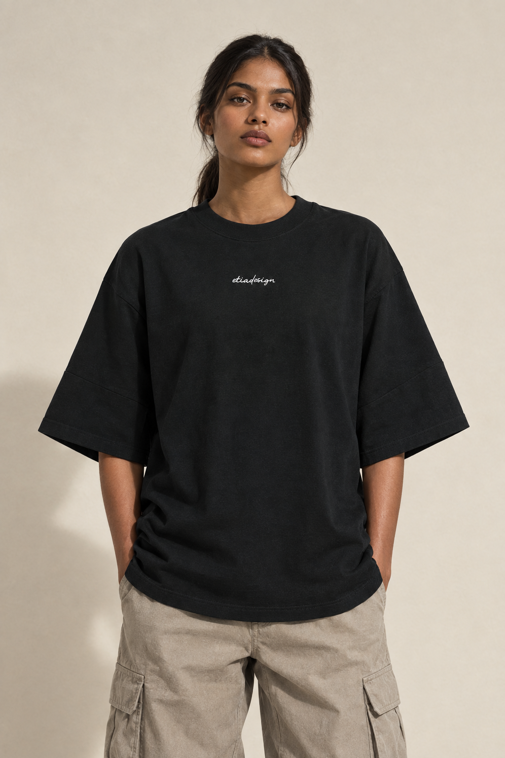 Black oversized organic T-shirt streetwear preview