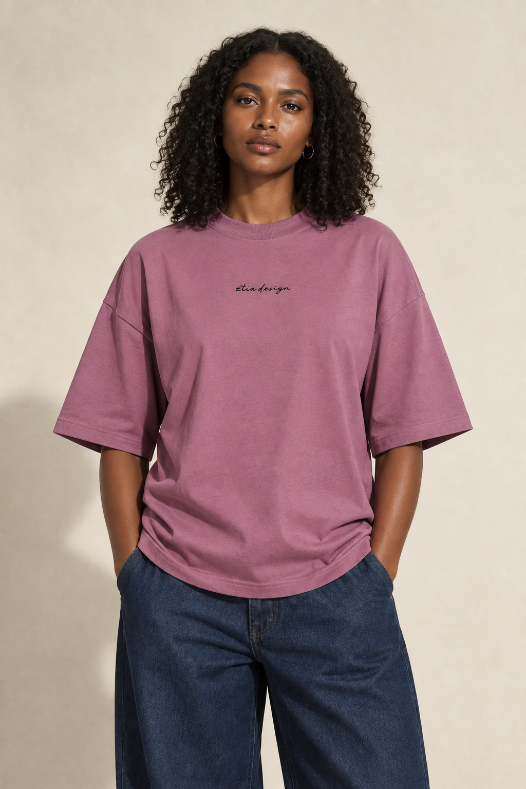 Mauve oversized T-shirt streetwear preview